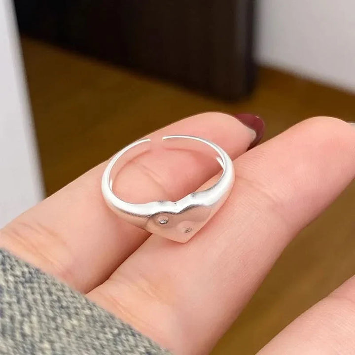 Matte Heart Silver Ring❤️