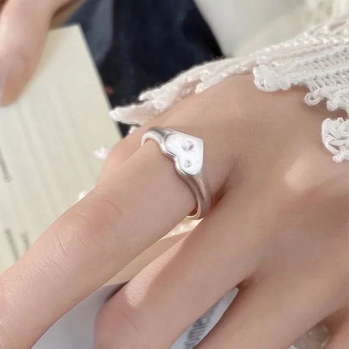 Matte Heart Silver Ring❤️