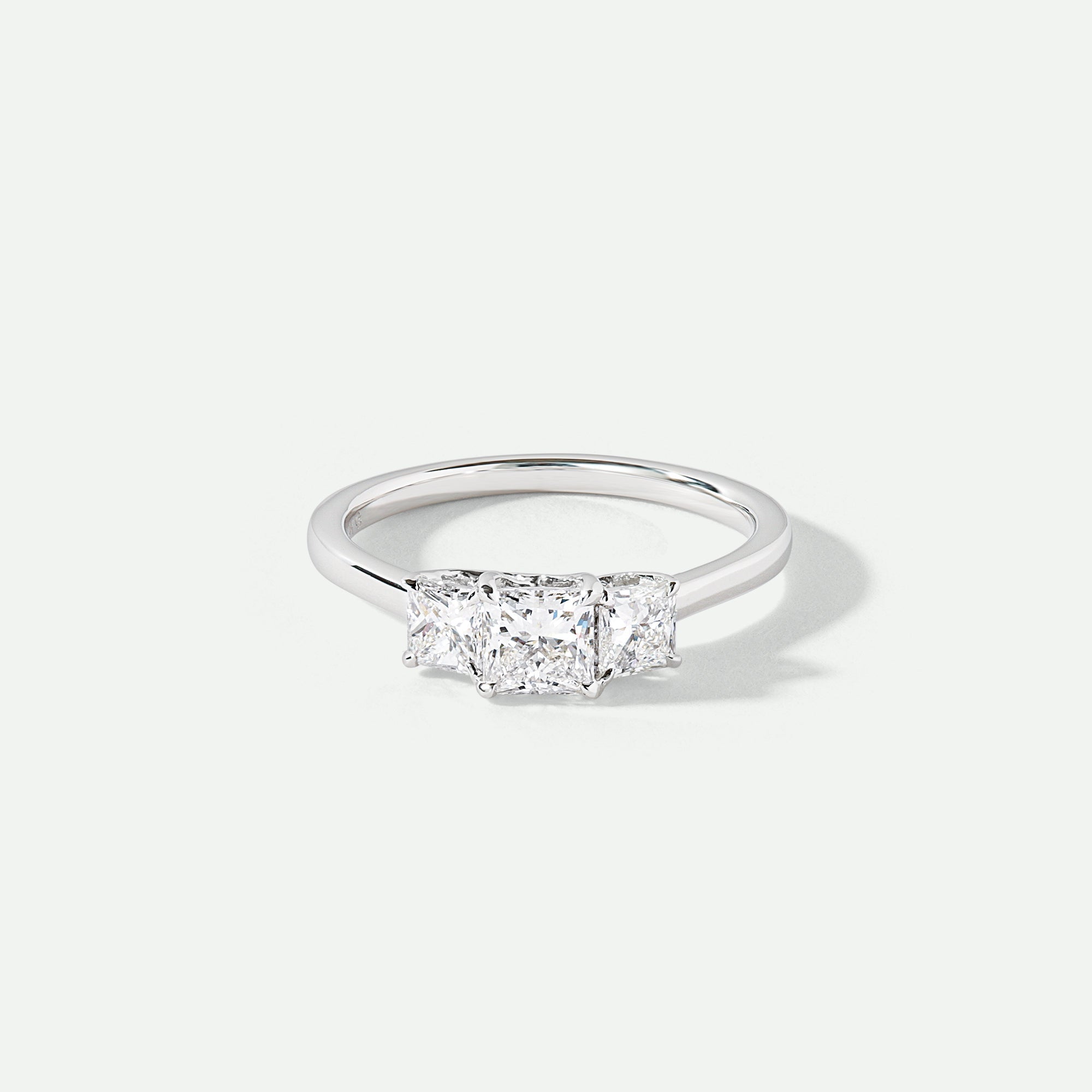 Mavis | 9ct White Gold 1ct tw Lab Grown Diamond Three Stone Engagement ...