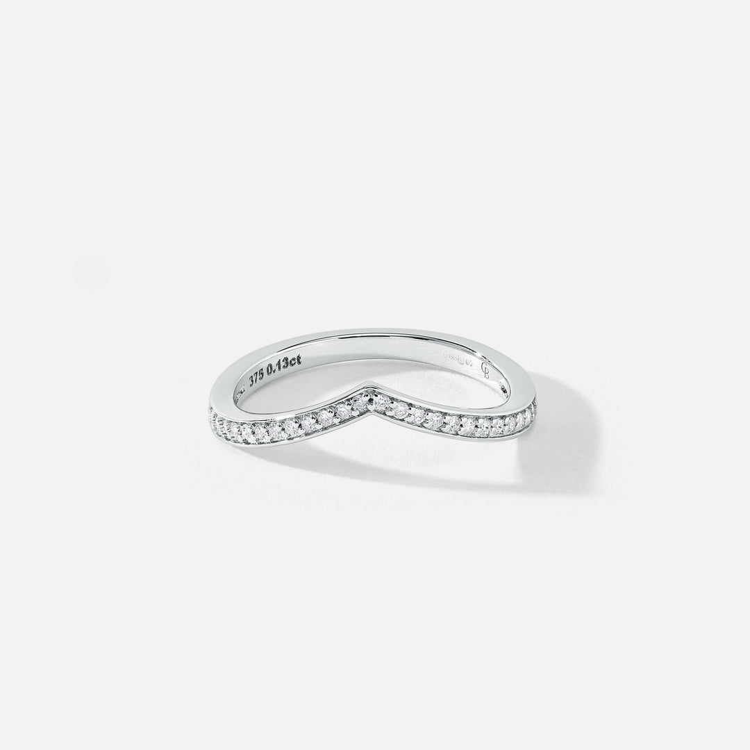 Mayu | 9ct White Gold 0.12ct tw Lab Grown Diamond Wishbone Wedding Band