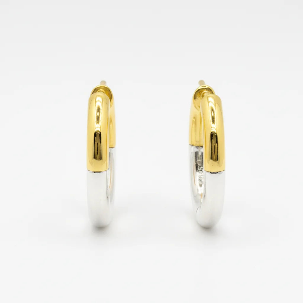 Mixed Metal Click Small Hoop Earrings