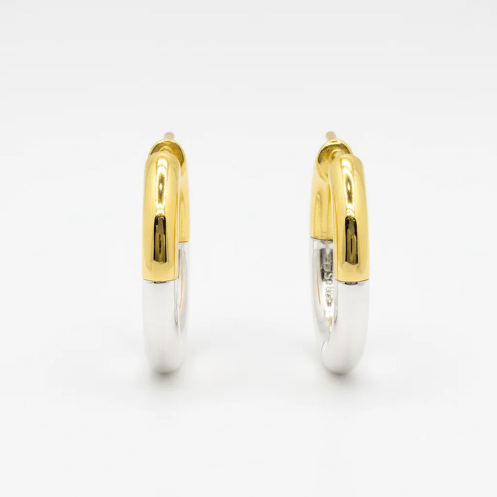 Mixed Metal Click Small Hoop Earrings