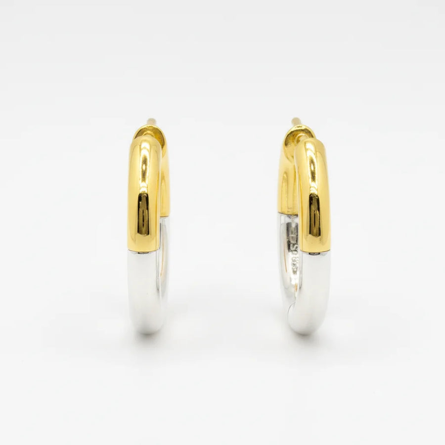 Mixed Metal Click Small Hoop Earrings