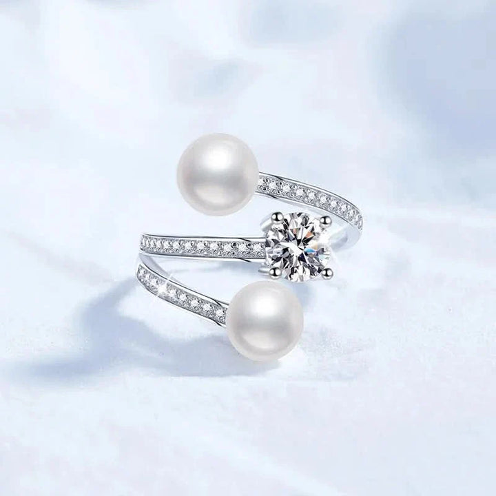 Moissanite Diamond Pearls Ring