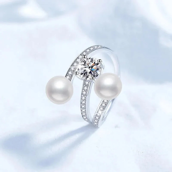Moissanite Diamond Pearls Ring