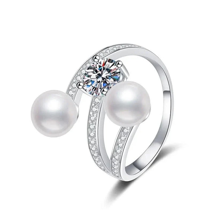 Moissanite Diamond Pearls Ring