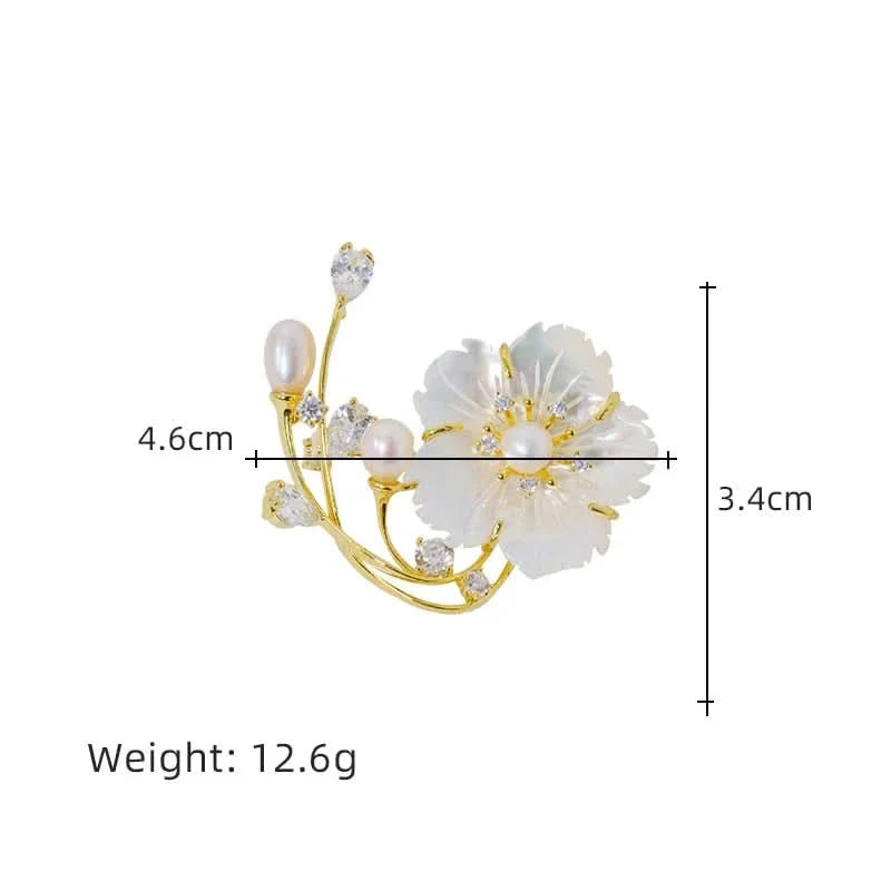 Mother Shell Floral Pearl Brooch
