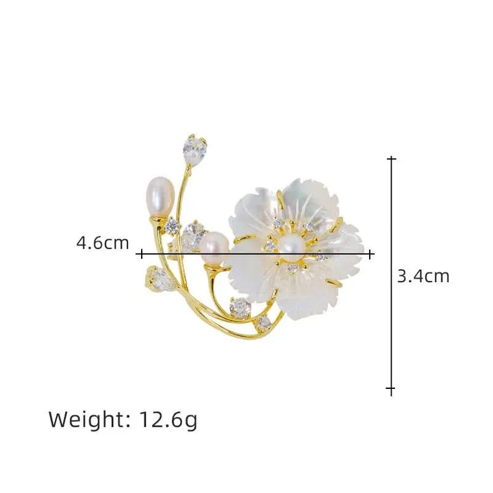 Mother Shell Floral Pearl Brooch