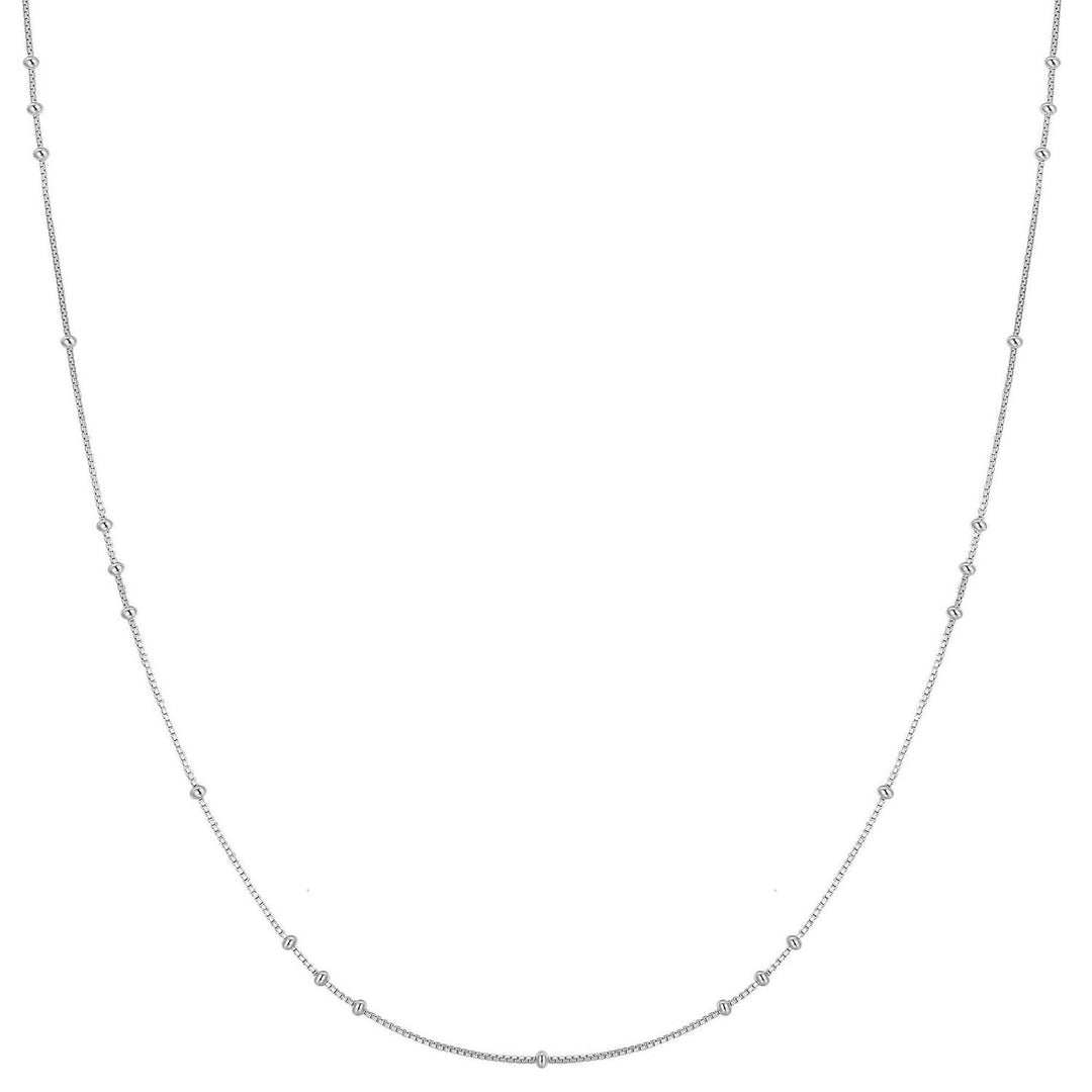Silver Mini Bead Station Necklace N066-02H
