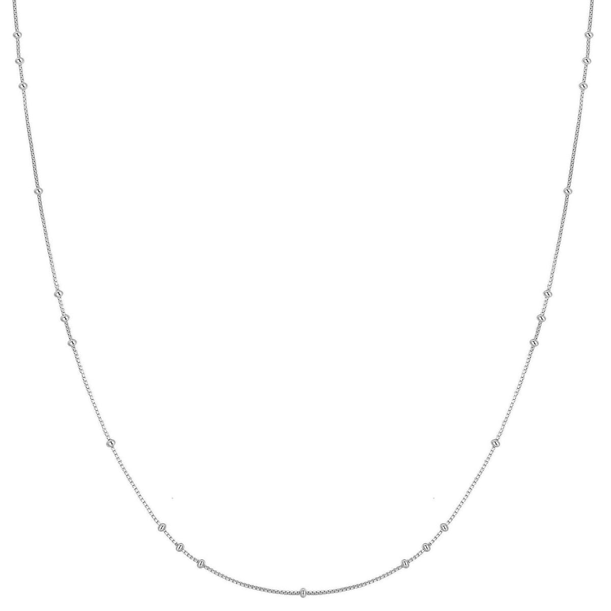 Silver Mini Bead Station Necklace N066-02H