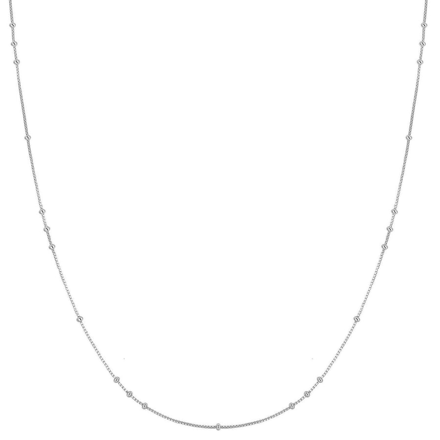 Silver Mini Bead Station Necklace N066-02H