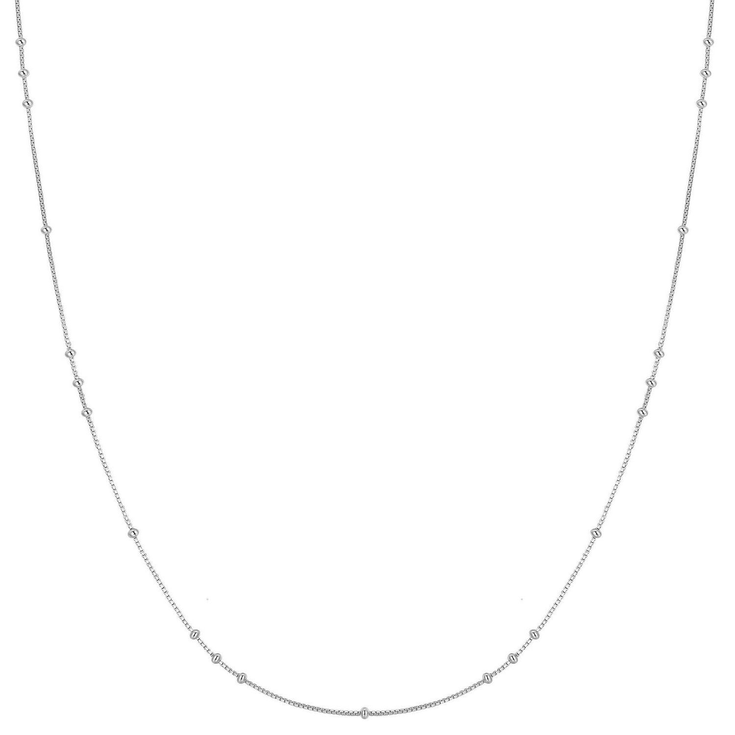 Silver Mini Bead Station Necklace N066-02H