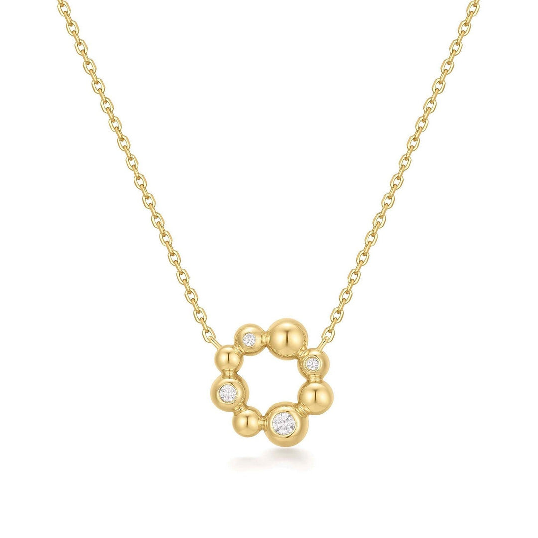 Gold Asymmetric Beaded Circle Necklace N066-03G