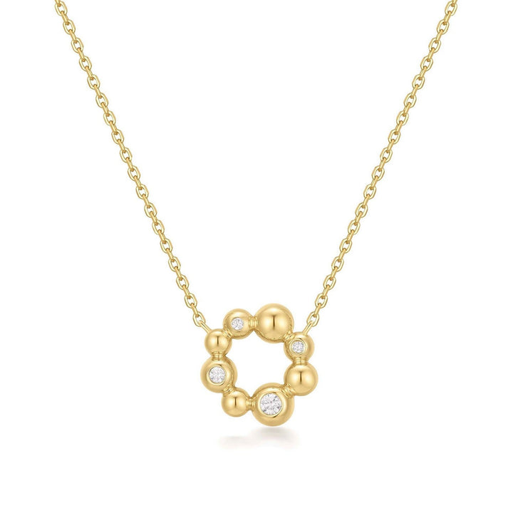 Gold Asymmetric Beaded Circle Necklace N066-03G