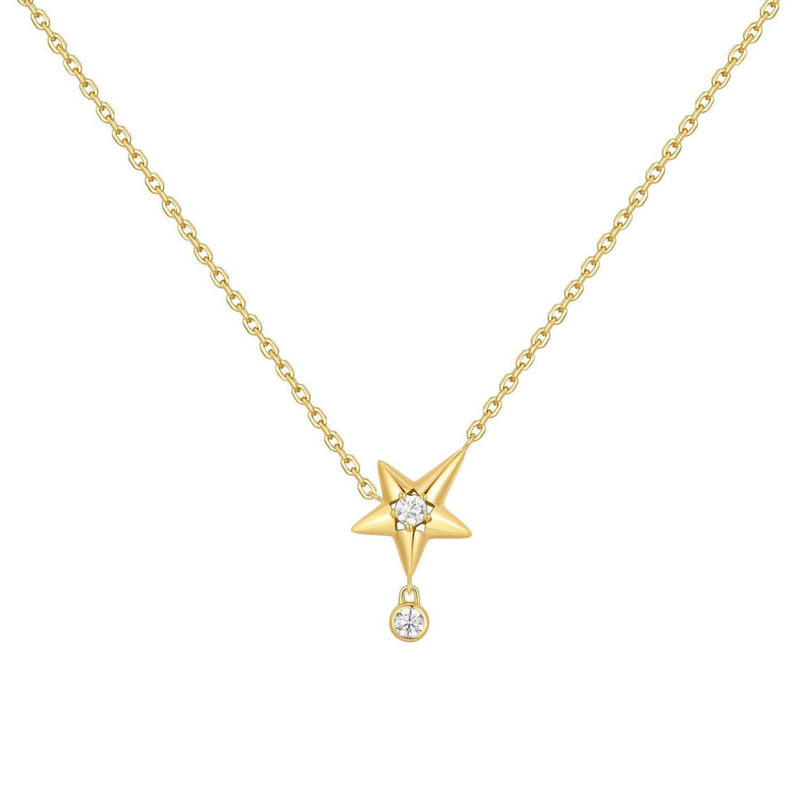 Gold Sparkling Star Drop Necklace N066-04G
