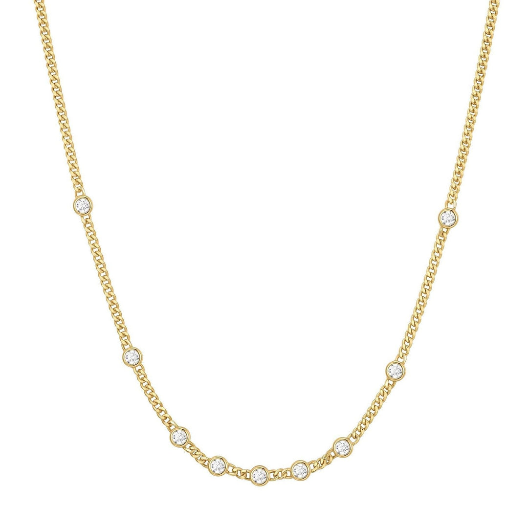 Gold Multi Station Round Stone Chain Necklace N066-05G