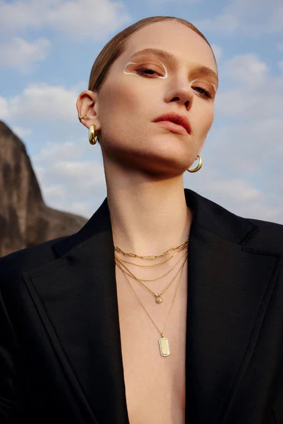 Gold Linked Locket Dangle Necklace N067-01G