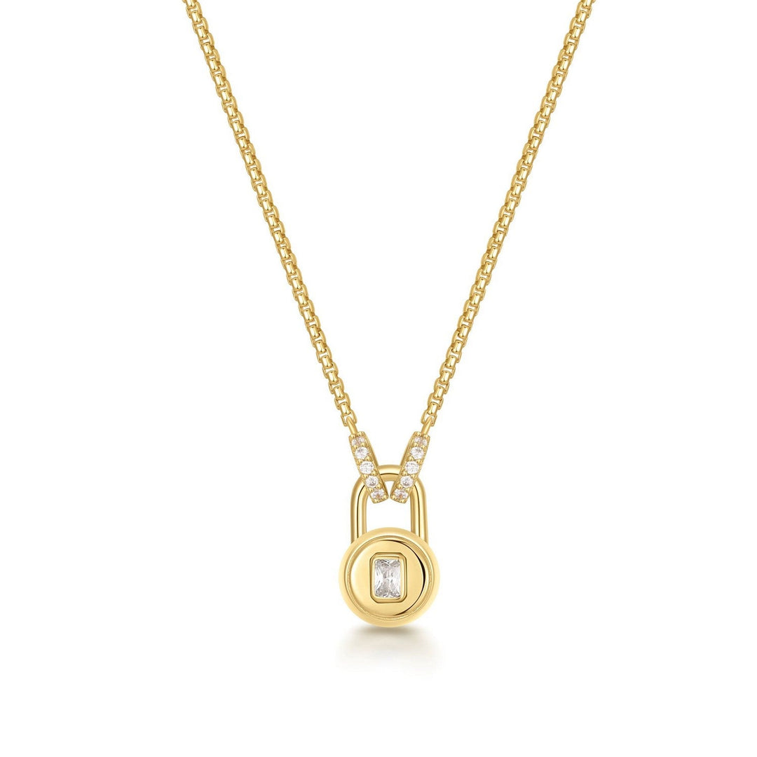 Gold Linked Locket Dangle Necklace N067-01G