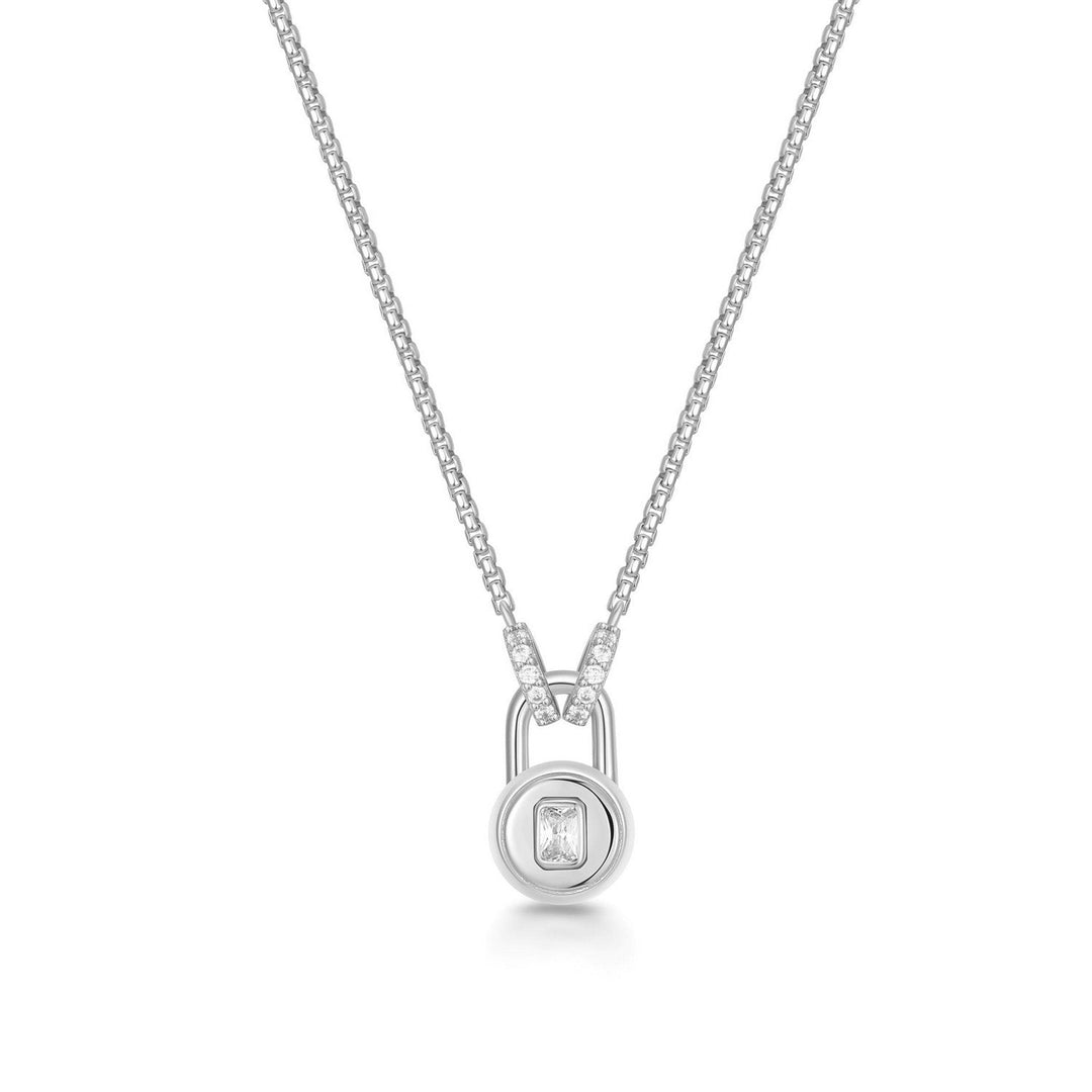 Silver Linked Locket Dangle Necklace N067-01H