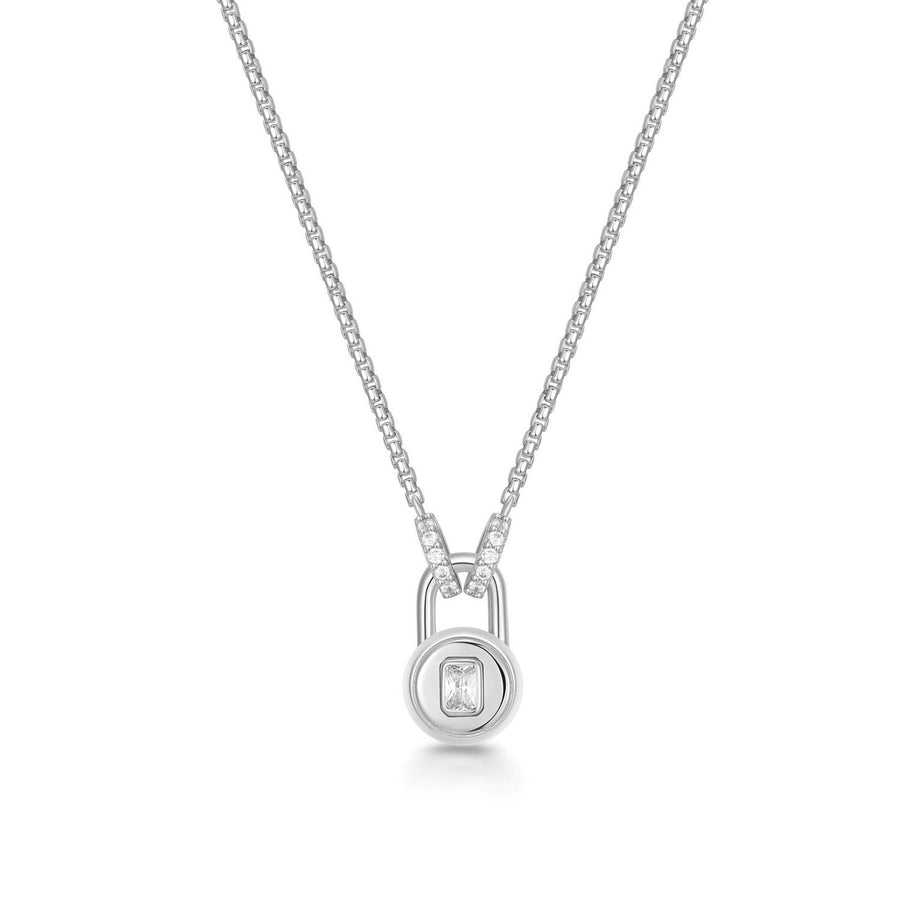 Silver Linked Locket Dangle Necklace N067-01H
