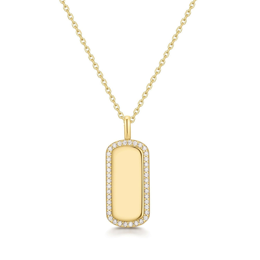 Gold Sparkling Tag Necklace N067-02G