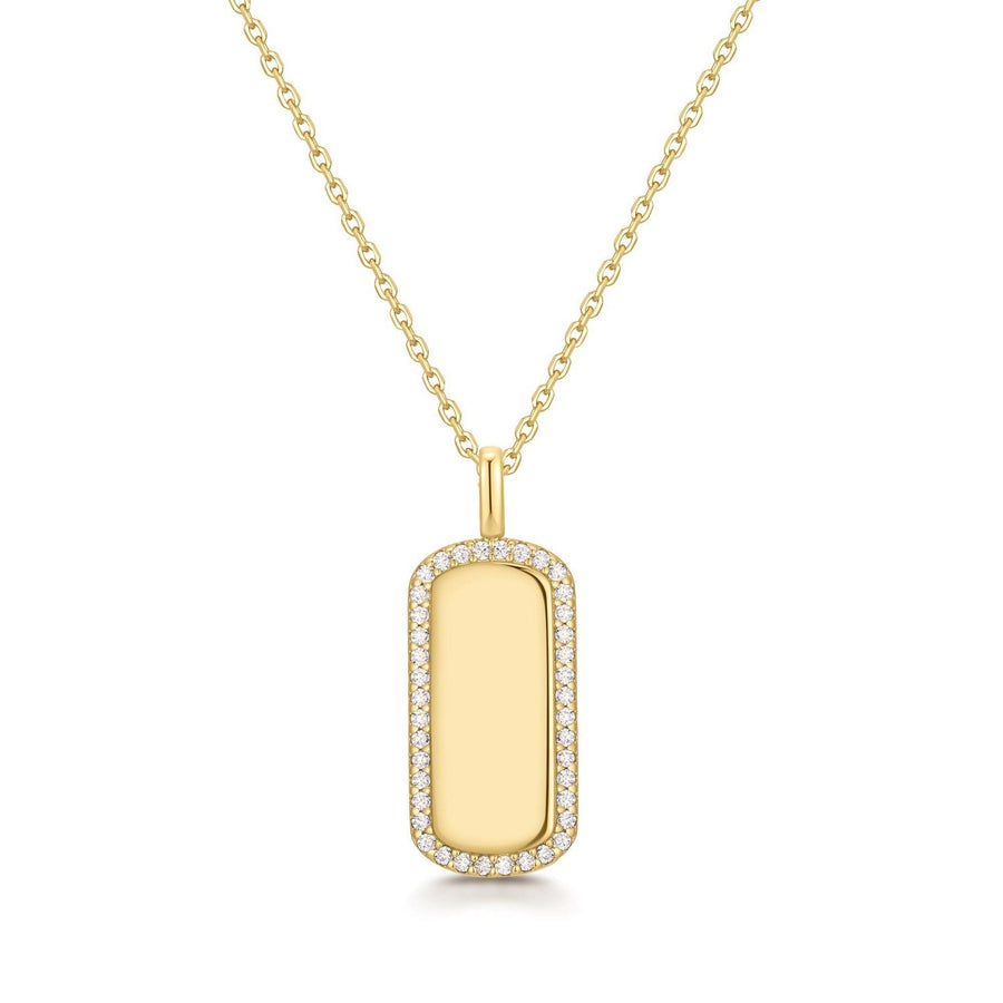 Gold Sparkling Tag Necklace N067-02G