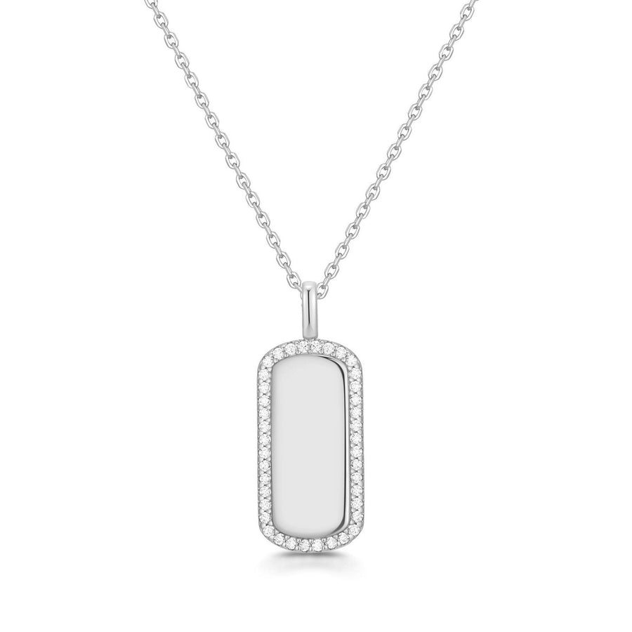 Silver Sparkling Tag Necklace N067-02H