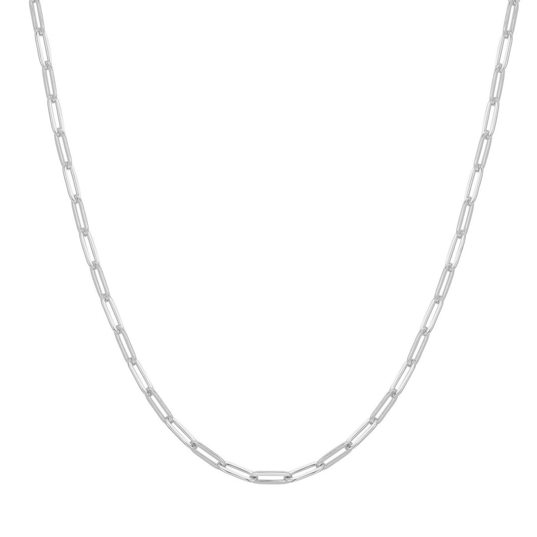Silver Paper Clip Chain Necklace N067-04H