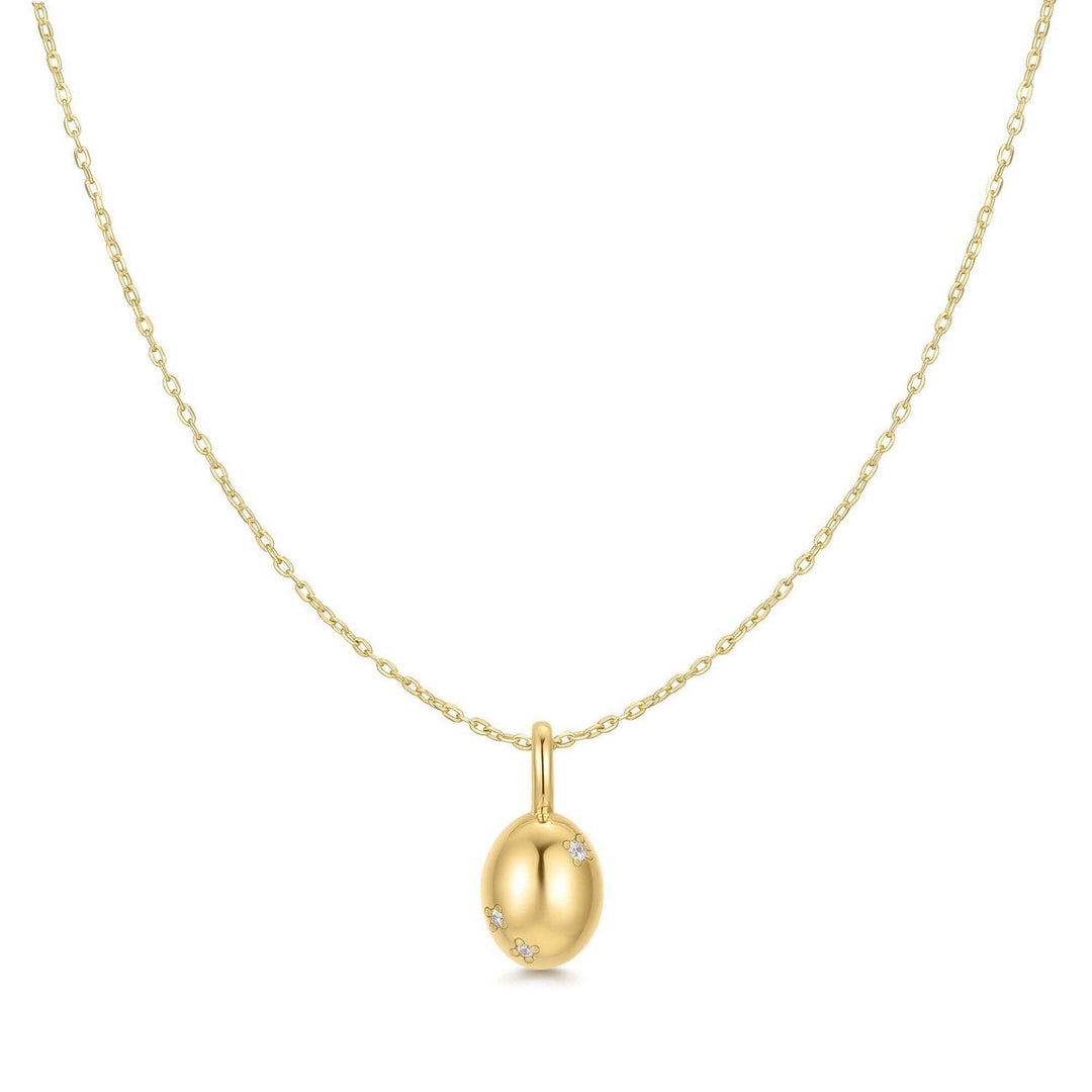 Gold Floral Oval Pendent Necklace N068-03G