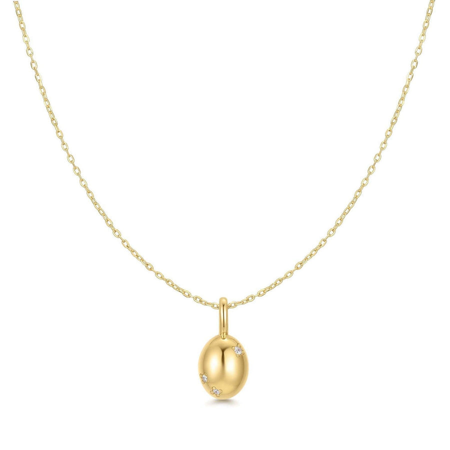 Gold Floral Oval Pendent Necklace N068-03G