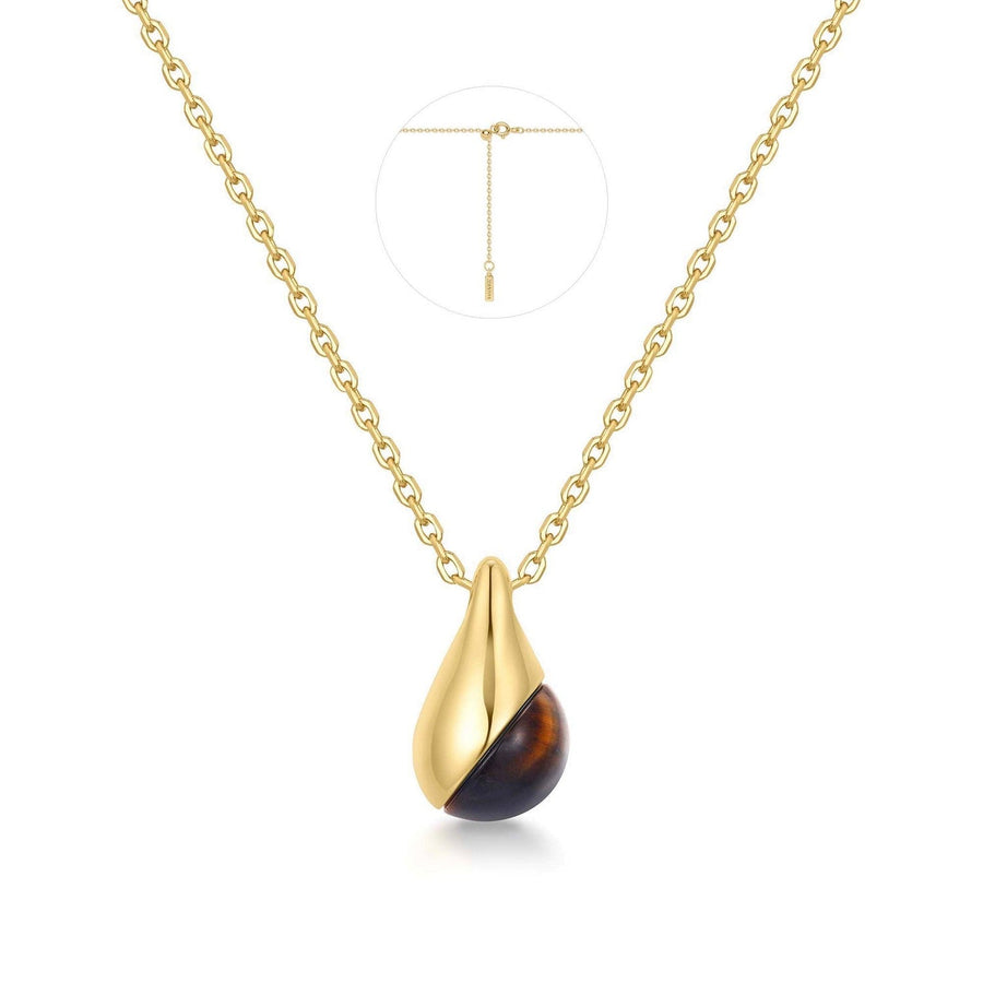 Gold Tiger Eye Droplet Pendant Necklace N068-05G