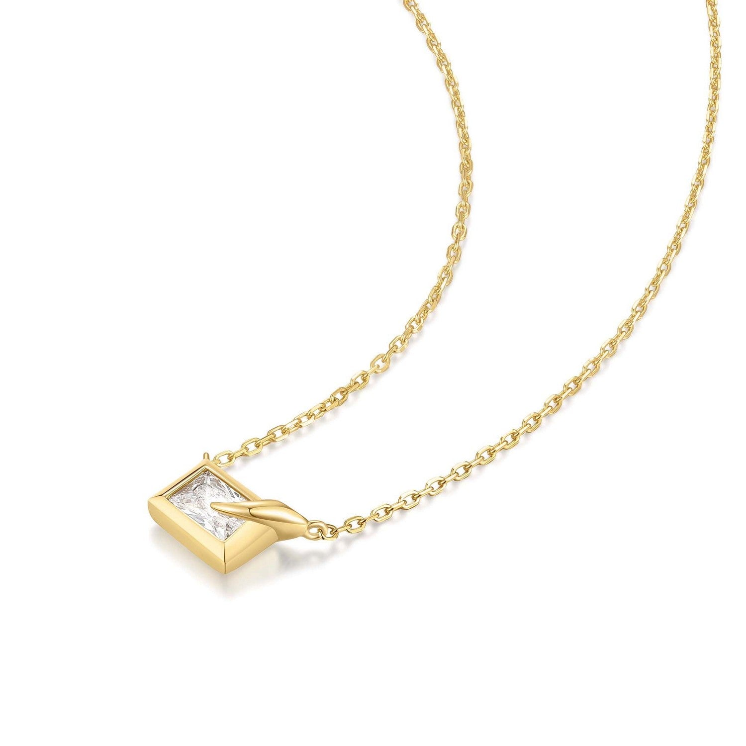Gold Sparkling Bezel-Set Cube Necklace N069-01G