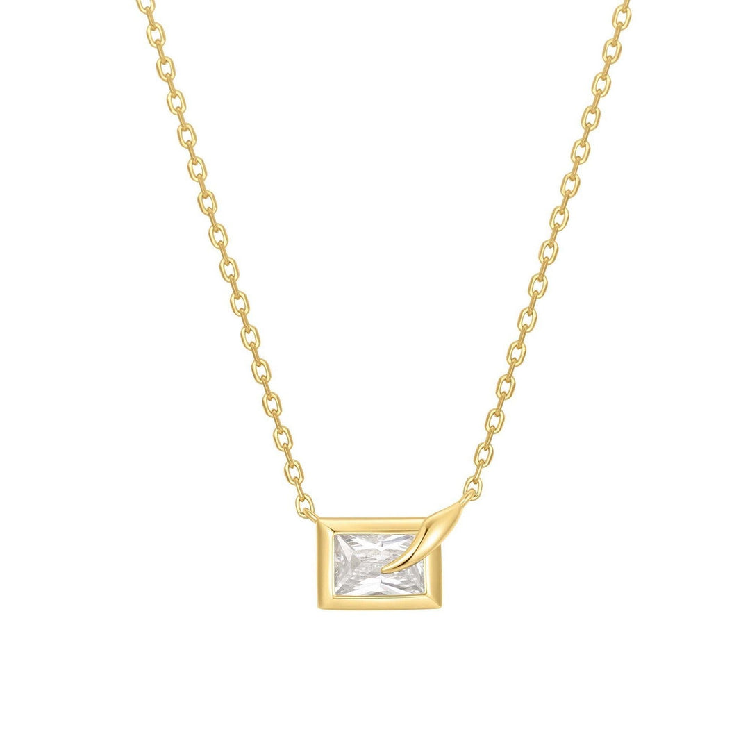 Gold Sparkling Bezel-Set Cube Necklace N069-01G