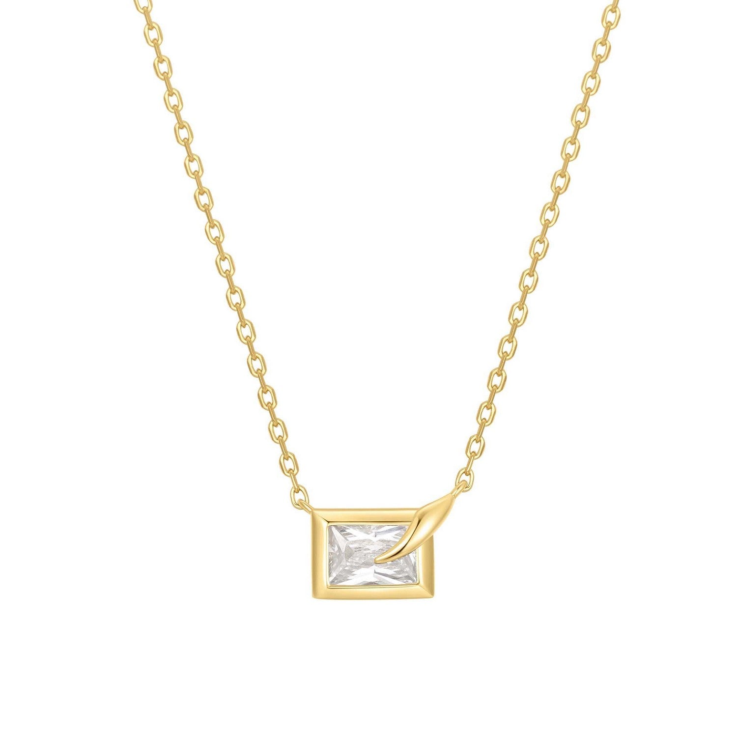 Gold Sparkling Bezel-Set Cube Necklace N069-01G