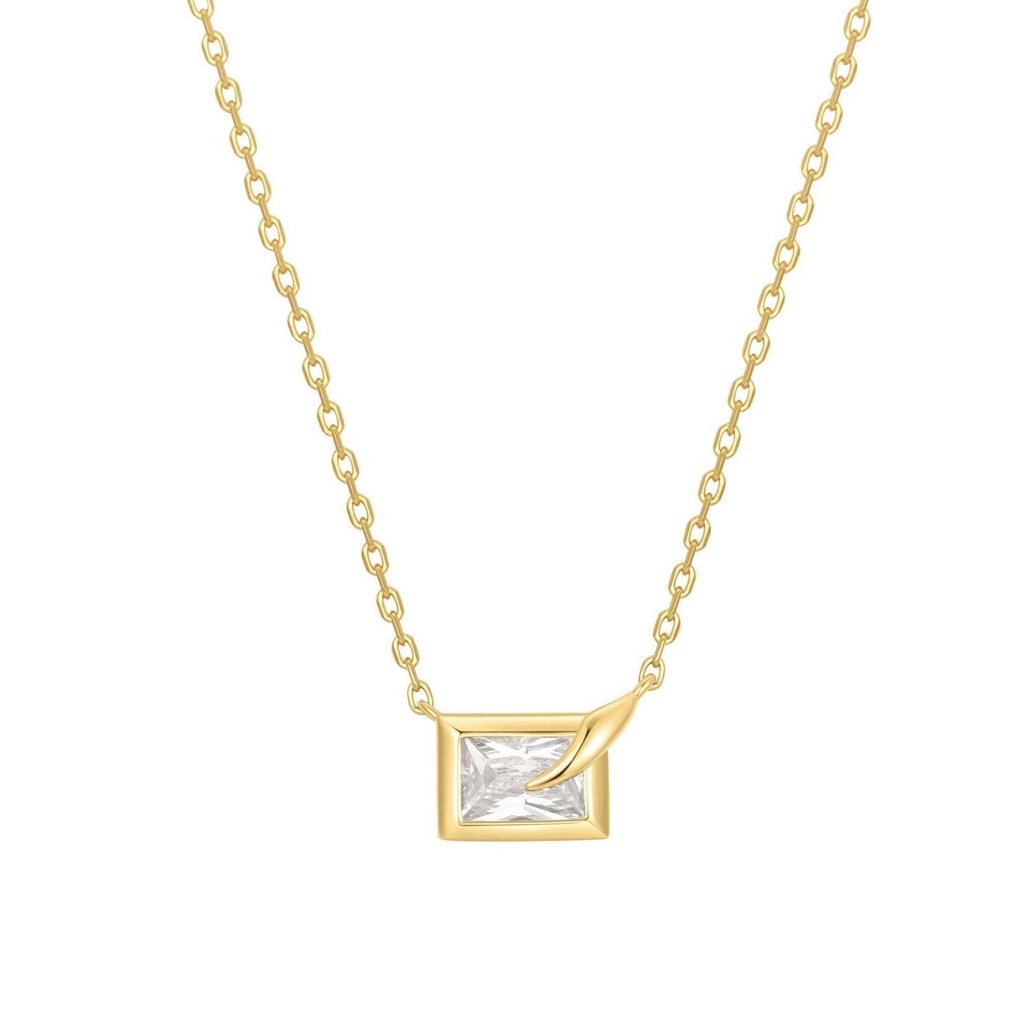 Gold Sparkling Bezel-Set Cube Necklace N069-01G