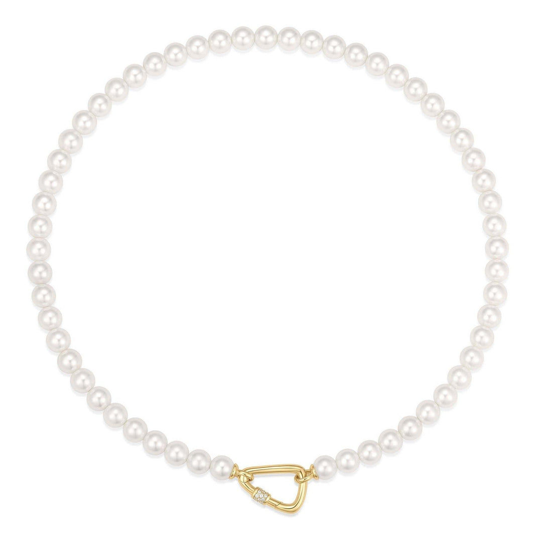 Gold Lobster Clasp Shell Pearl Necklace N069-03G
