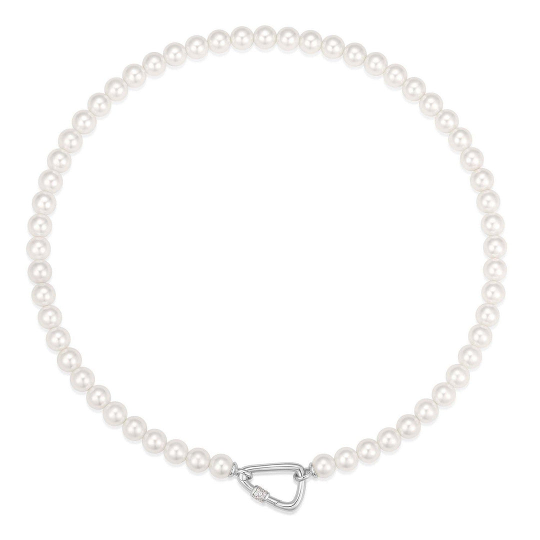 Silver Lobster Clasp Shell Pearl Necklace N069-03H