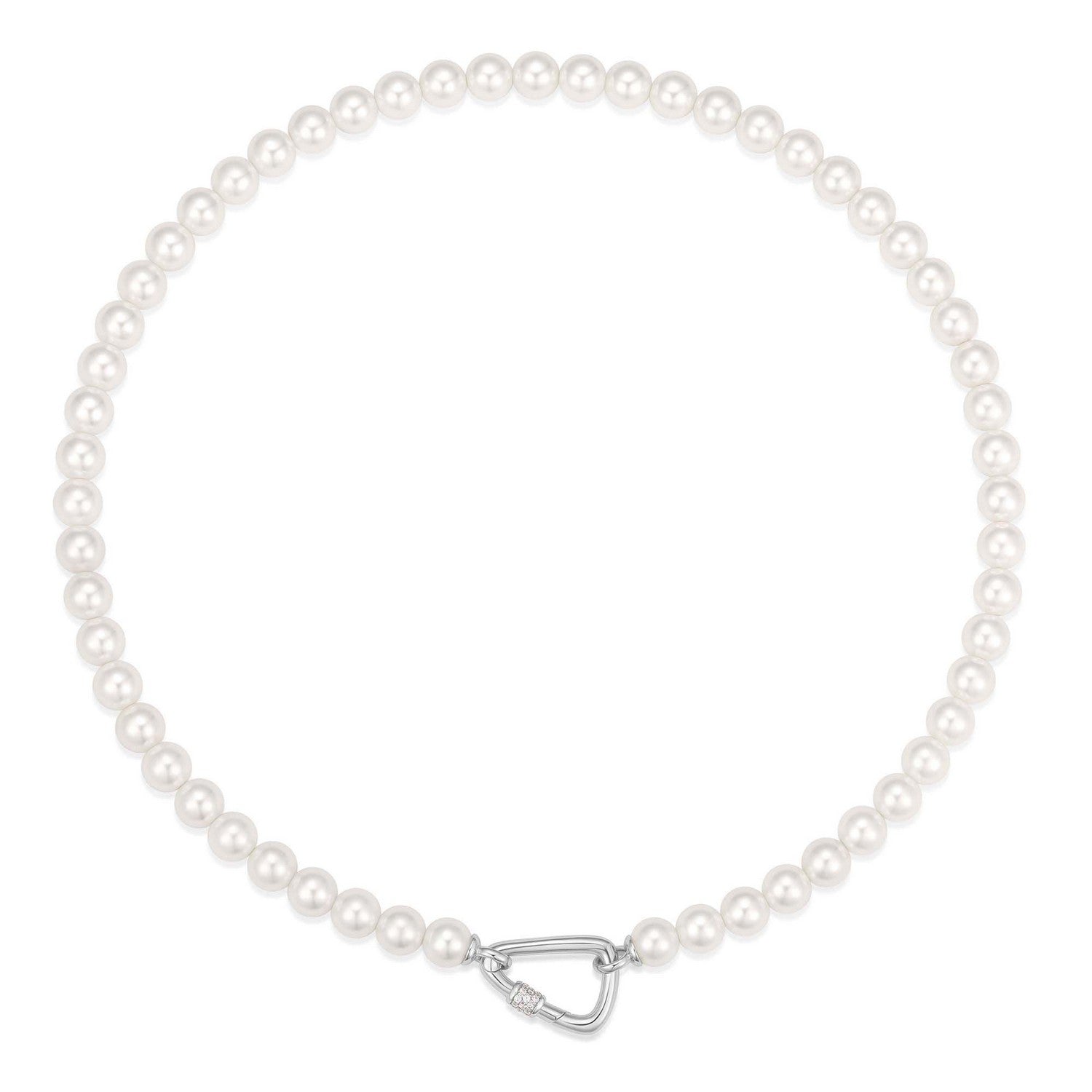 Silver Lobster Clasp Shell Pearl Necklace N069-03H