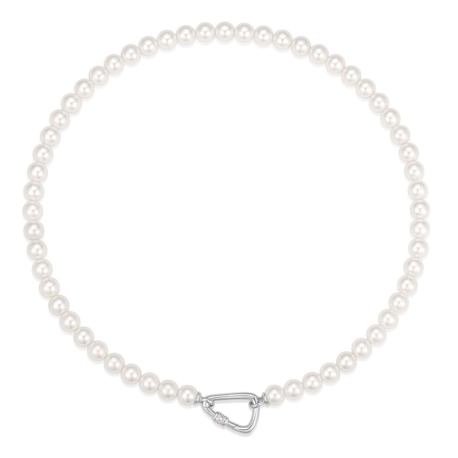 Silver Lobster Clasp Shell Pearl Necklace N069-03H