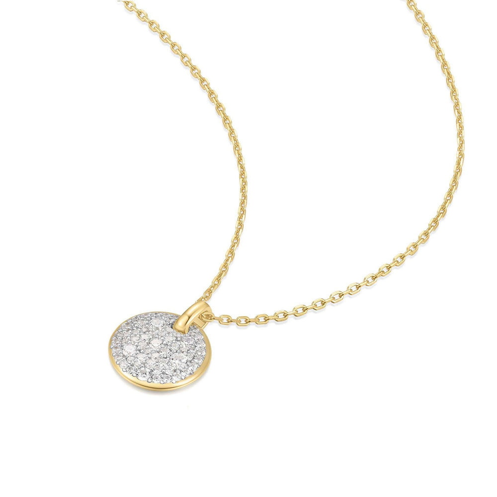 Two-Tone Large Pavé Disc Necklace N069-04T