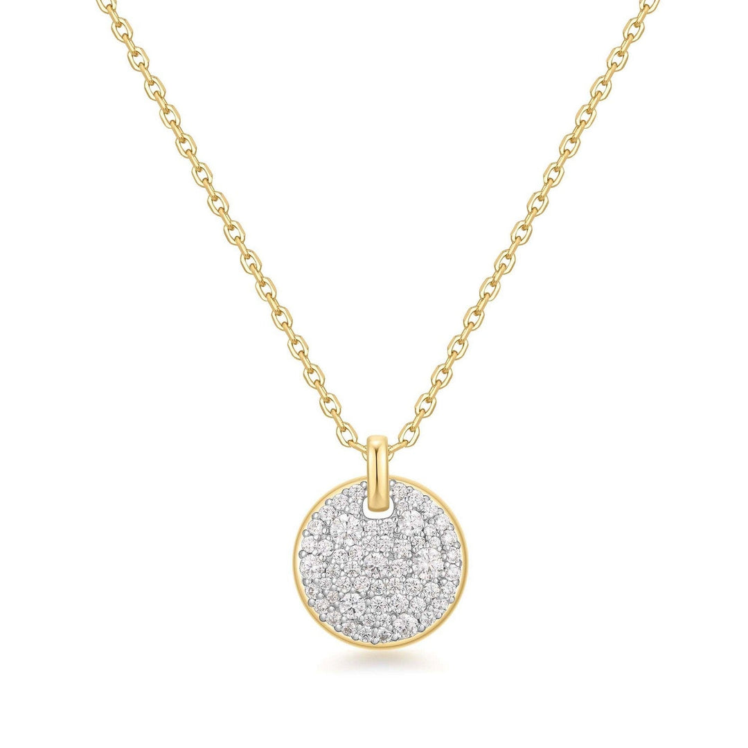 Two-Tone Large Pavé Disc Necklace N069-04T