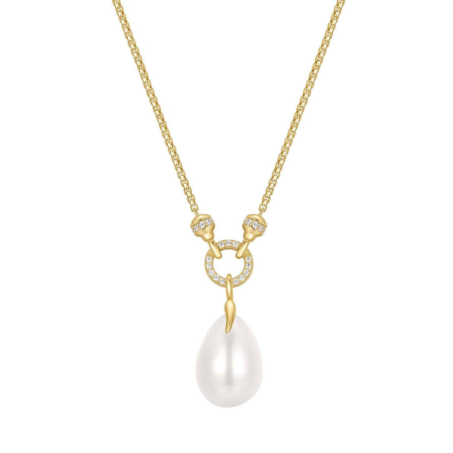 Gold Linked Shell Pearl Drop Pendant Necklace N069-05G
