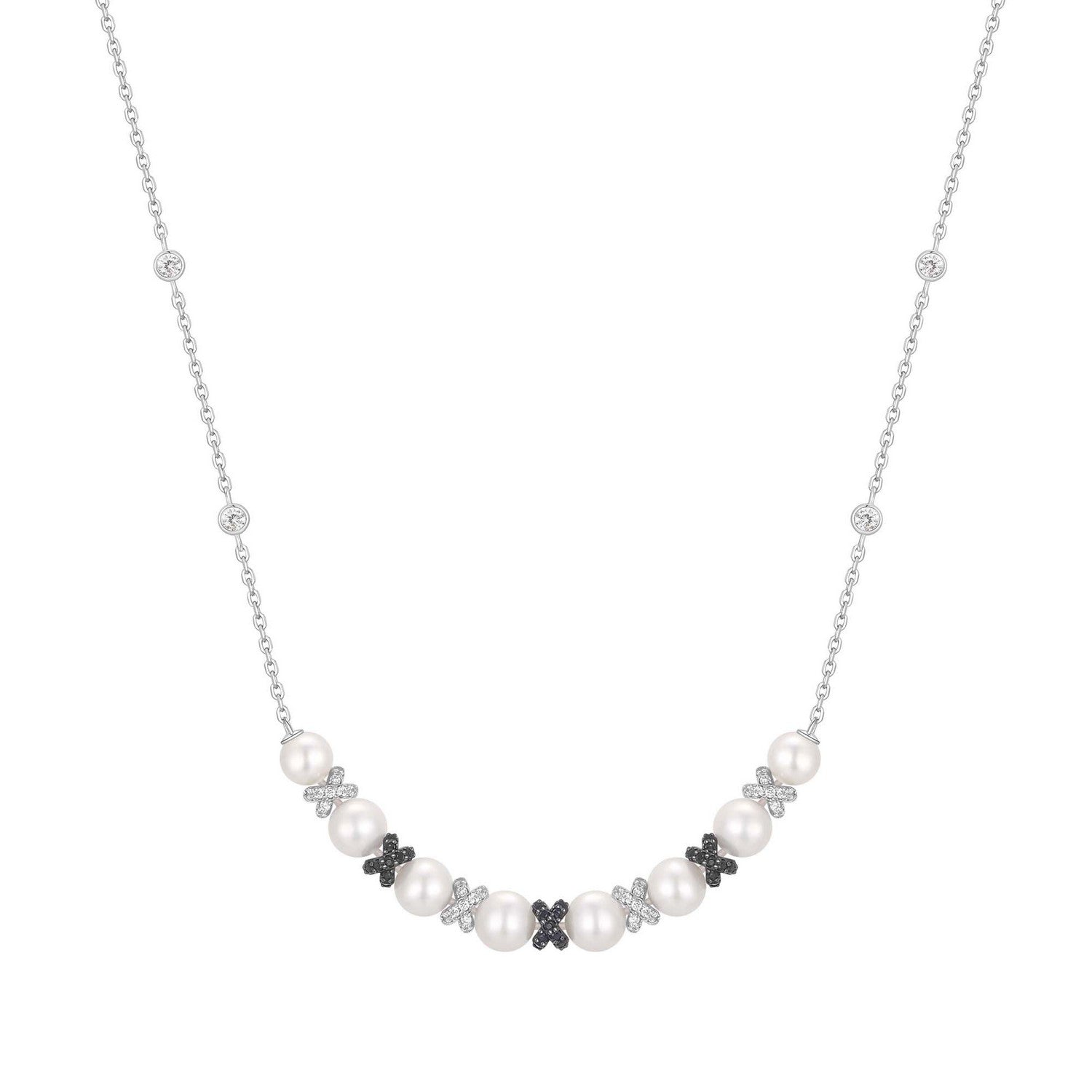 Two-Tone Sparkling Braided Shell Pearl Necklace N069-06T