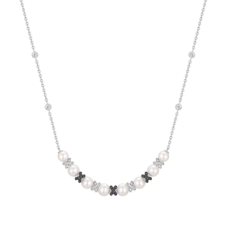 Two-Tone Sparkling Braided Shell Pearl Necklace N069-06T