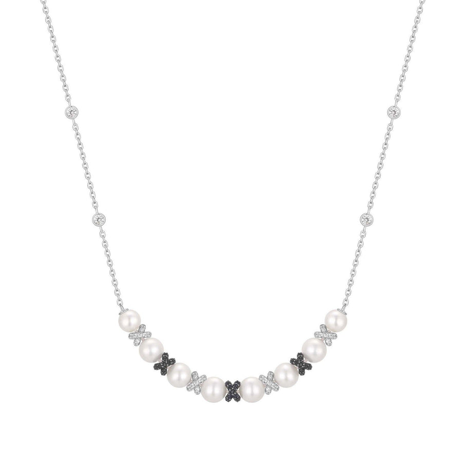 Two-Tone Sparkling Braided Shell Pearl Necklace N069-06T