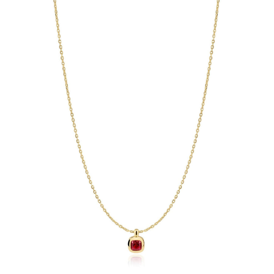 Gold Crimson Solitaire Necklace N071-03G