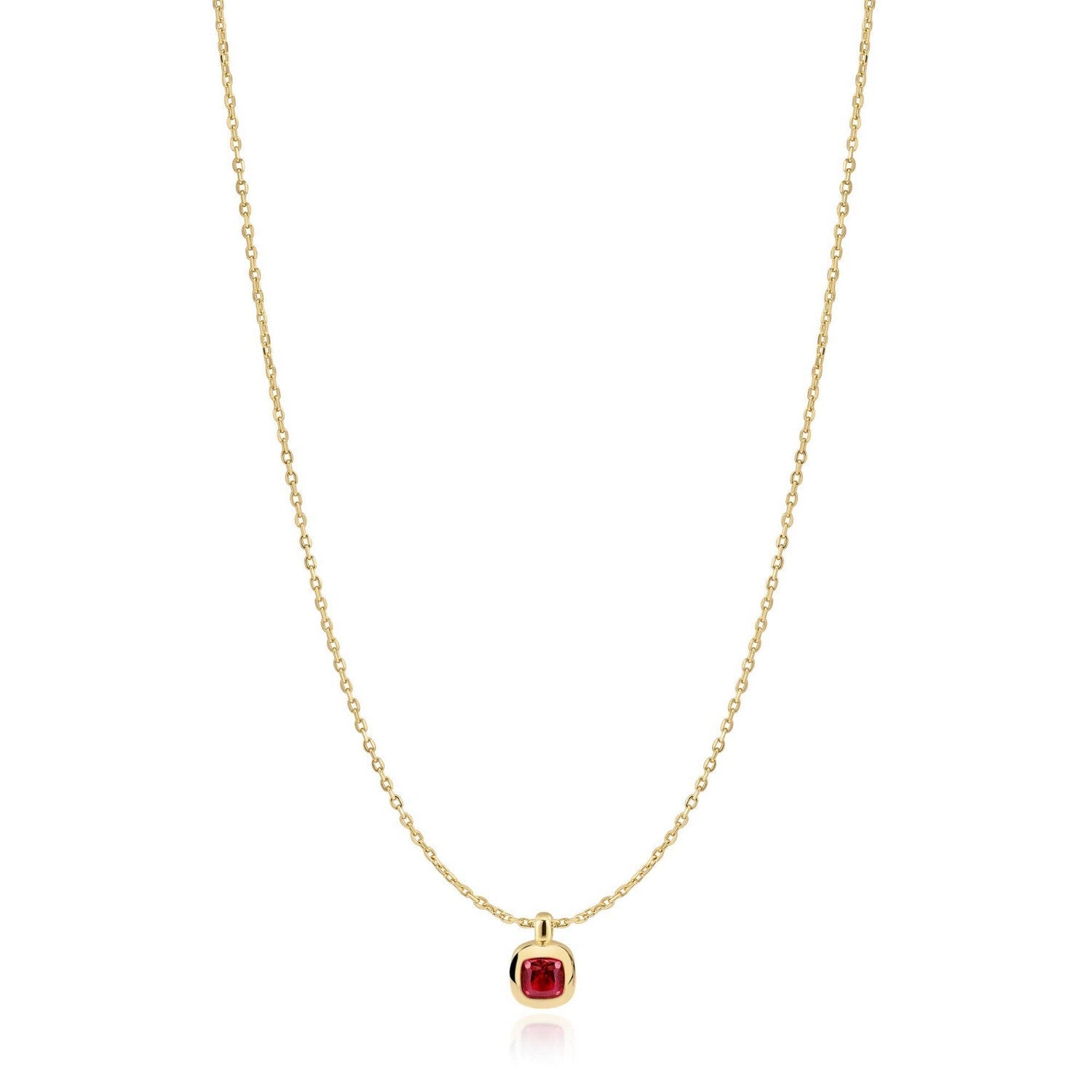 Gold Crimson Solitaire Necklace N071-03G