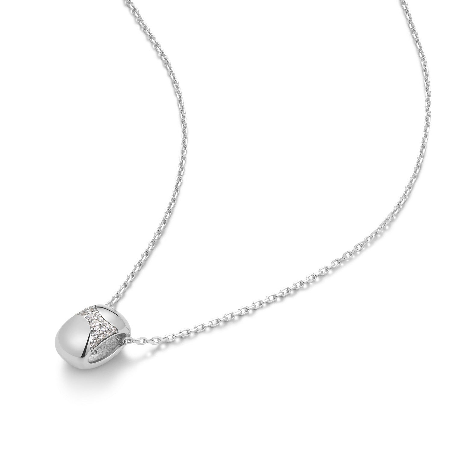 Ania Haie Silver Puffed Rivulet Pavé Necklace N072-03H