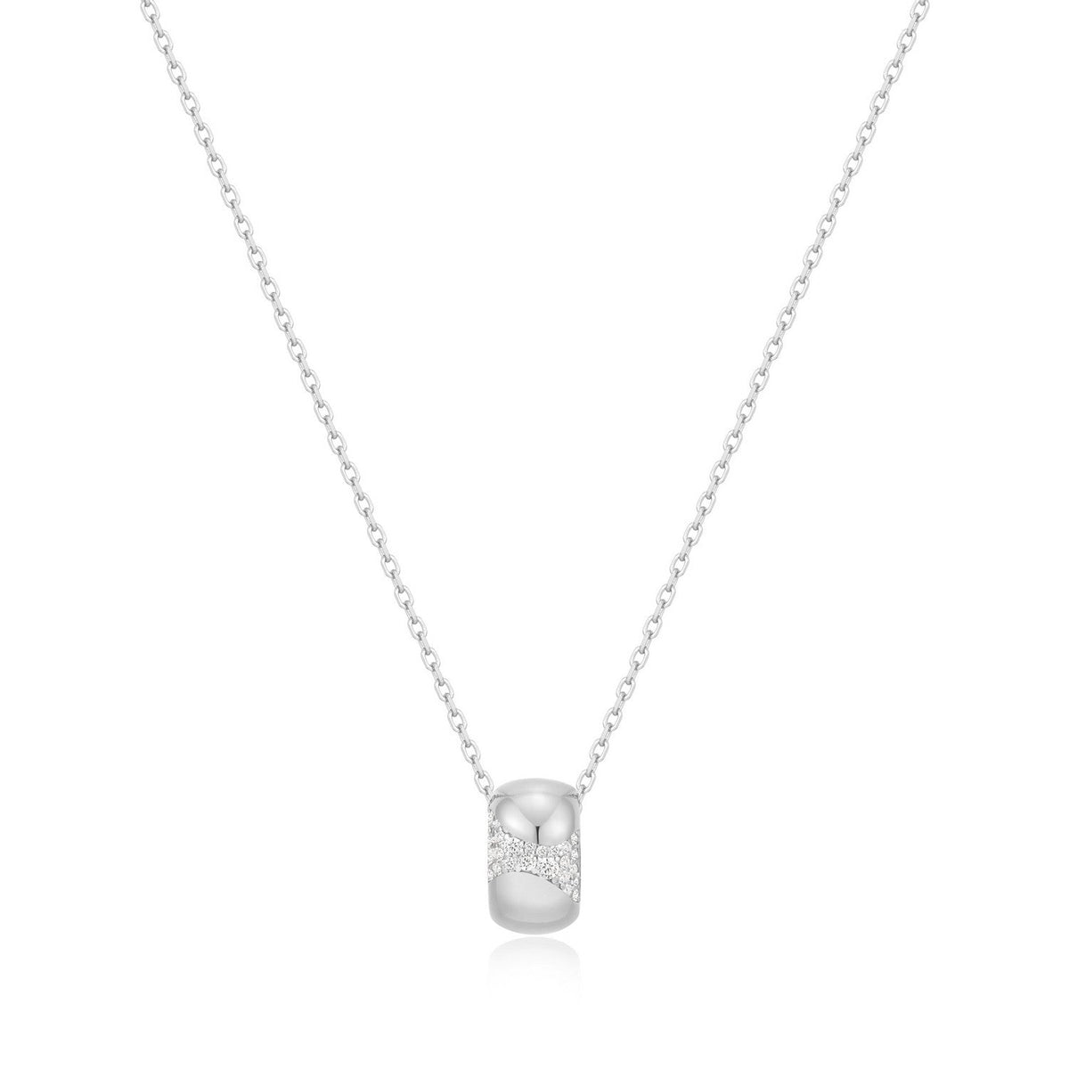 Ania Haie Silver Puffed Rivulet Pavé Necklace N072-03H