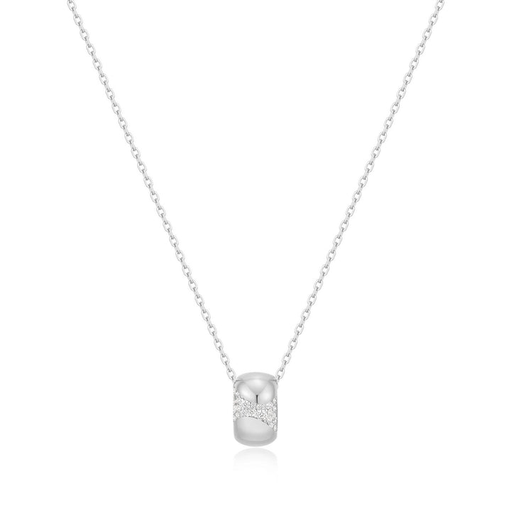 Ania Haie Silver Puffed Rivulet Pavé Necklace N072-03H